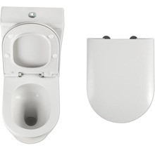 Weißes Stand-WC mit offenem und geschlossenem Toilettendeckel