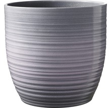 Grauer Blumentopf mit horizontal geriffelter Textur