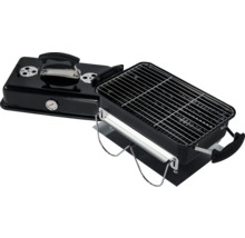 Tragbarer Holzkohlegrill mit Grillrost und Temperaturanzeige