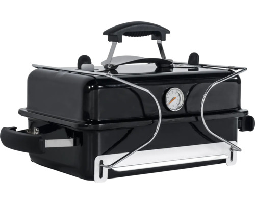 Schwarzer Holzkohlegrill mit Thermometer