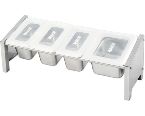 Gewürzspender mit vier Behältern und Deckeln