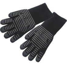 Ein Paar schwarze JENNEKER-Handschuhe mit Streifen und Antirutschbeschichtung