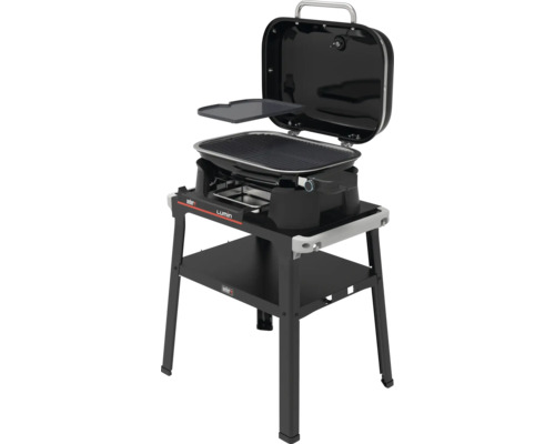Weber Lumin Elektrogrill mit Grillwagen und offenem Deckel