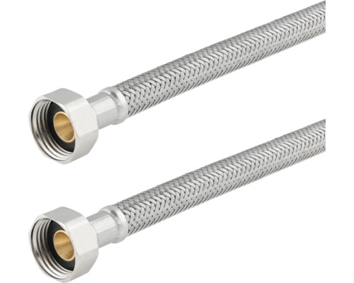 Zwei flexible Panzerschläuche mit Anschlussmuttern