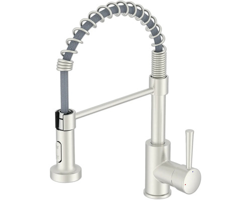 Küchenarmatur mit Spiralfeder und Ausziehbrause