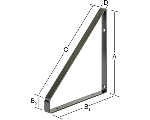 Metallwinkel mit Maßangaben für die Regalmontage