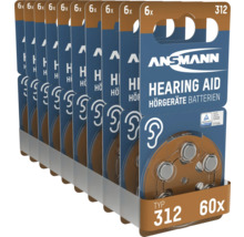 Ansammann Hörgerätebatterien Typ 312, 60 Stück