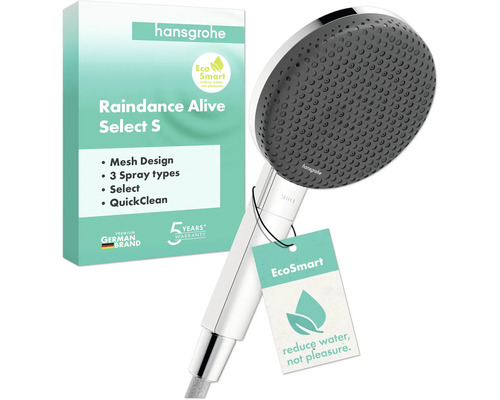 Hansgrohe Raindance Alive Select S Handbrause mit EcoSmart Funktion und Verpackung