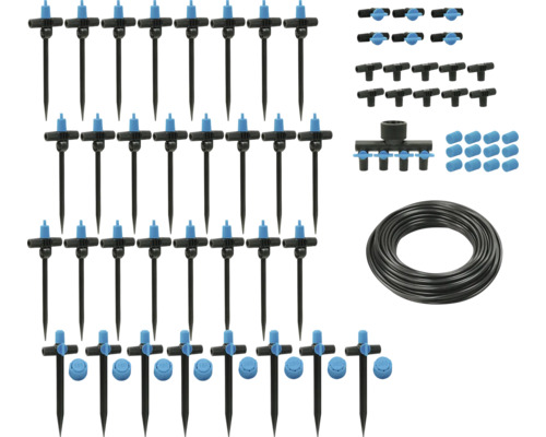 Tropfbewässerungsset for_q FQ-MD L "Pflanzbeet" 25 m Bewässerungsset mit Tropfern, Verbindungsstücken und Schlauch für die Gartenbewässerung