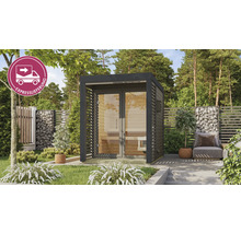 Freistehende Gartensauna mit Expresslieferung im Außenbereich.