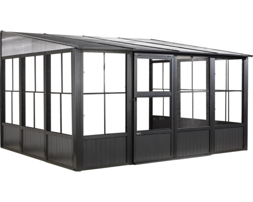 Gewächshaus mit Schiebetür und Fenstern