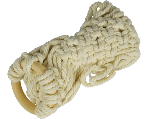 Makramee-Pflanzenaufhänger aus Baumwolle mit Holzring