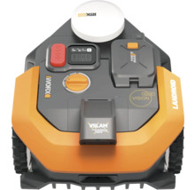 Landroid Rasenmähroboter mit RIIK Cloud, VSLAM, Power Share und Worx Logo