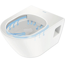 Wand-Tiefspül-WC mit Spülstromführung und Duravit Logo.