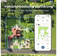 Automatische Kartierung eines Gartens mit einem Mähroboter, gesteuert per Smartphone.
