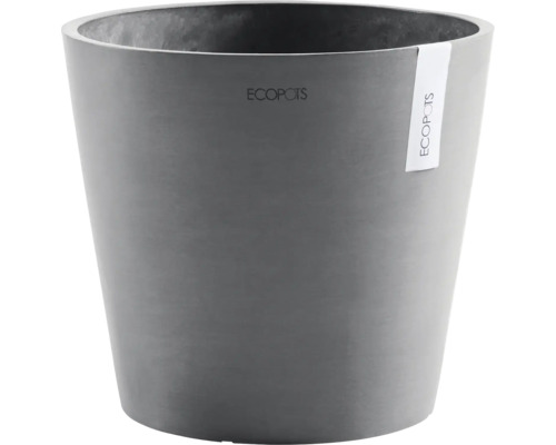Runder ECOPOTS Blumentopf aus recyceltem Kunststoff in der Farbe Anthrazit.