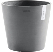 Grauer Ecopots Blumentopf Amsterdam aus recyceltem Kunststoff, rund und frostbeständig.