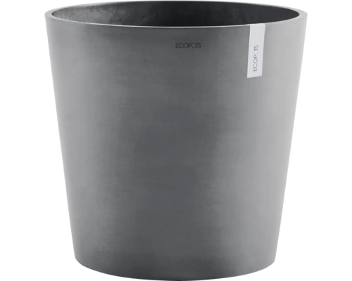 Runder Pflanztopf von ECOPOTS in Grau mit matter Oberfläche.