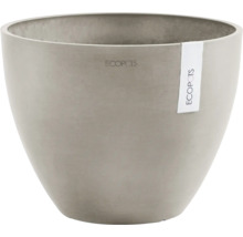 Runder Blumentopf von ECOPOTS aus recyceltem Kunststoff mit matter Oberfläche.