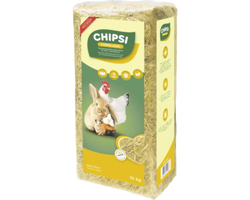 Nagerstreu JRS Chipsi Stroheinstreu 10 kg Ballen Chipsi Farmland Natur Stroh für Kleintiere, 10 kg