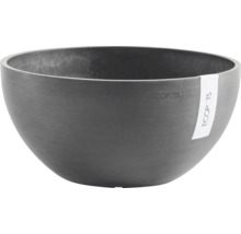 Ecopots runde Pflanzschale aus recyceltem Kunststoff in Anthrazit mit matter Steinoptik.