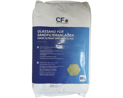 Sack mit Glassand für Sandfilteranlagen, Körnung 0,4 bis 1,0 mm, 20 kg