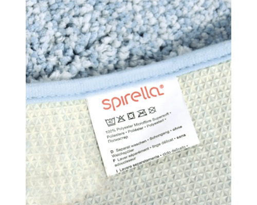 Spirella Logo. Pflegehinweise: Waschbar bis 40 Grad, nicht bleichen, nicht bügeln, nicht chemisch reinigen, nicht im Trockner trocknen. Material: 100 Prozent Polyester Microfaser Supersoft. Separat waschen, Schongang ohne Weichspüler.