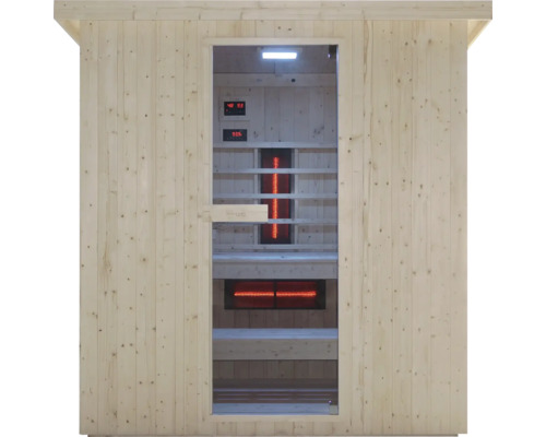 Kombikabine HomeLuxe Lahti 181,5x198x200,5 cm Holzsauna mit Infrarotstrahlern und Digitalanzeige