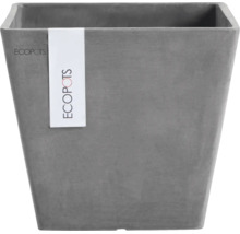 Rechteckiger Pflanzkübel von ECOPOTS aus recyceltem Kunststoff mit strukturierter Oberfläche in Grau.