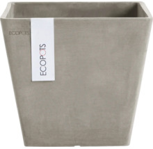 Quadratischer Ecopots Pflanzkübel aus recyceltem Kunststoff in Grau.