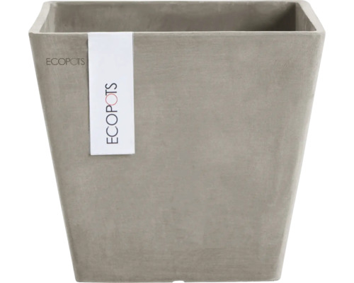 Quadratischer Ecopots Pflanzkübel aus recyceltem Kunststoff in Grau.