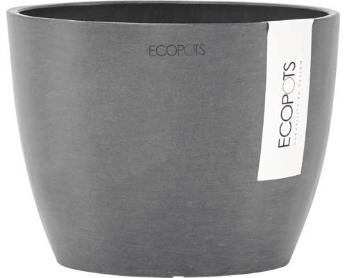 Ecopots runder Pflanztopf aus recyceltem Kunststoff mit einer Oberfläche in Steinoptik.