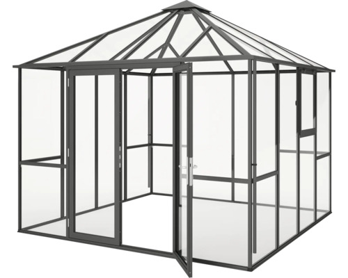 Gewächshaus mit geöffneter Tür