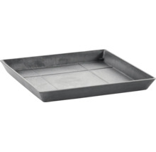 Quadratischer Pflanzenuntersetzer aus Kunststoff mit strukturierter Oberfläche.