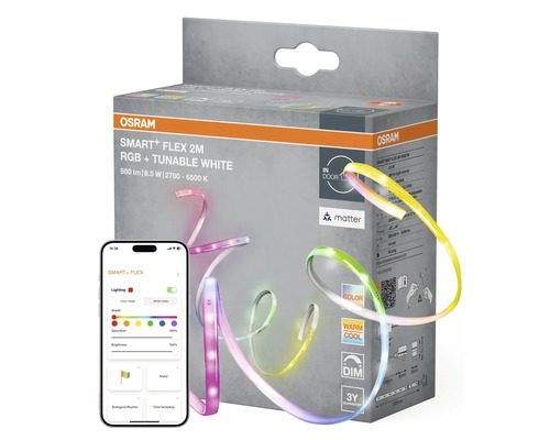 Osram Smart Flex 2 Meter LED Band mit Verpackung und Smartphone App