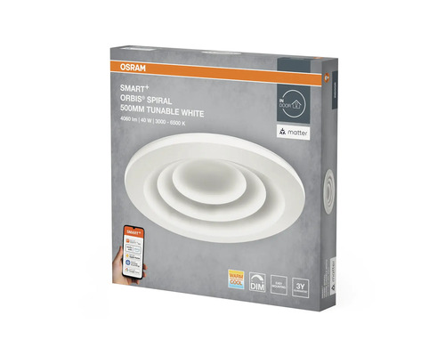 Osram Smart+ Orbis Spiral LED Deckenleuchte, 500 Millimeter Durchmesser, tunable white