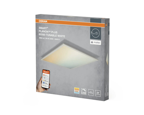 Verpackung einer Osram Smart+ Planon Plus 60x60 tunable white Deckenleuchte