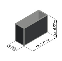 Illustration eines Pflanzkastens mit Maßangaben