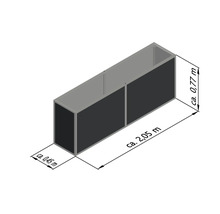 Regalmodul mit den Maßen circa 0,45 Meter x 0,77 Meter x 2,05 Meter