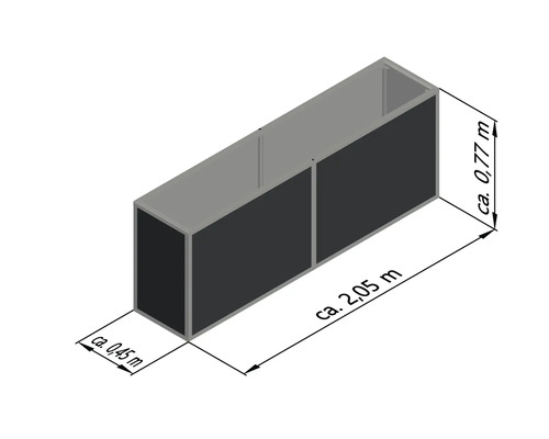 Regalmodul mit den Maßen circa 0,45 Meter x 0,77 Meter x 2,05 Meter