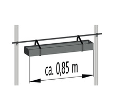 Abbildung einer Blumenkastenhalterung mit Angabe der Länge von circa 0,85 Meter.