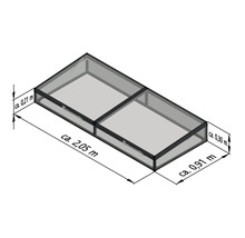 Zeichnung eines Frühbeets mit Maßangaben