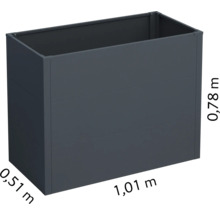 Rechteckiger Pflanzkasten mit den Maßen 1,01 m x 0,51 m x 0,78 m
