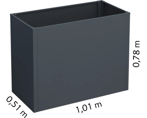 Rechteckiger Pflanzkasten mit den Maßen 1,01 m x 0,51 m x 0,78 m