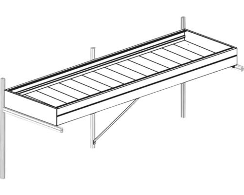 Technische Zeichnung eines Hochbeets mit Regalsystem