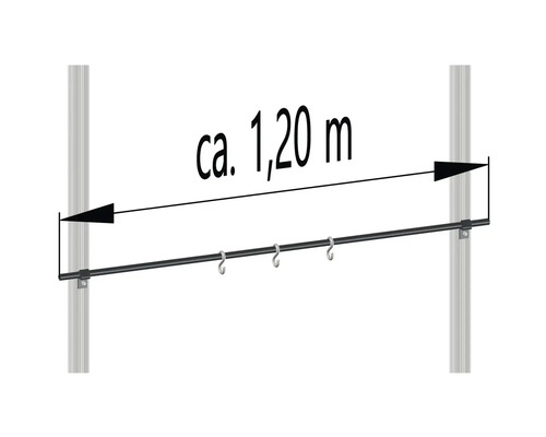 Darstellung einer Kleiderstange mit einer Länge von circa 1,20 Meter.