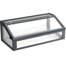 Frühbeetkasten mit transparenten Polycarbonatplatten und grauem Rahmen