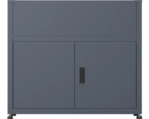 Grauer Metall-Werkstattschrank mit zwei Türen