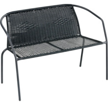 Gartenbank mit Metallrahmen und geflochtener Sitzfläche