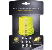 Gelbes Multifunktionstuch mit reflektierendem Streifen in Verpackung